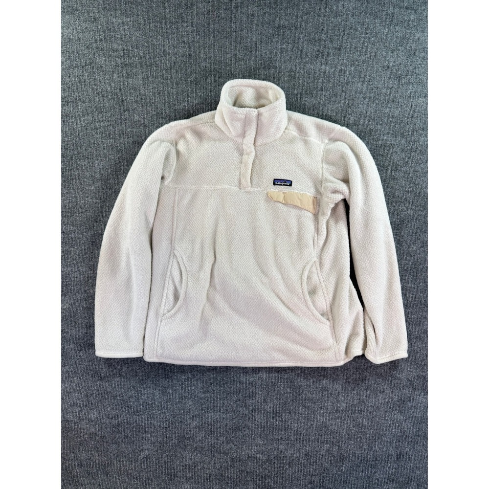 Patagonia Re-Tool Snap-T Fleece Pullover Womens Large Cream Polartec 25442 Logo